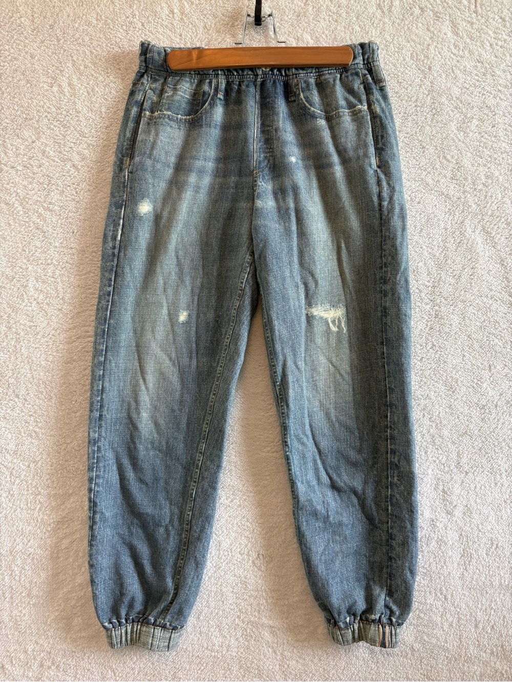Rag & Bone Miramar Joggers Blue Wash Distressed Look Size Medium